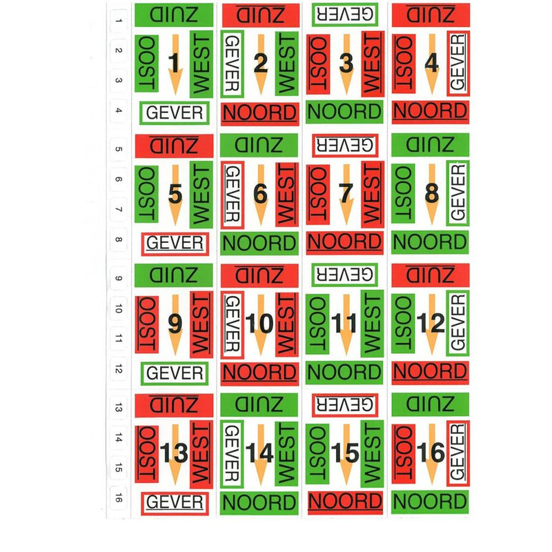 Stickervel superplusboard, nrs. 1-16, Nederlandstalig