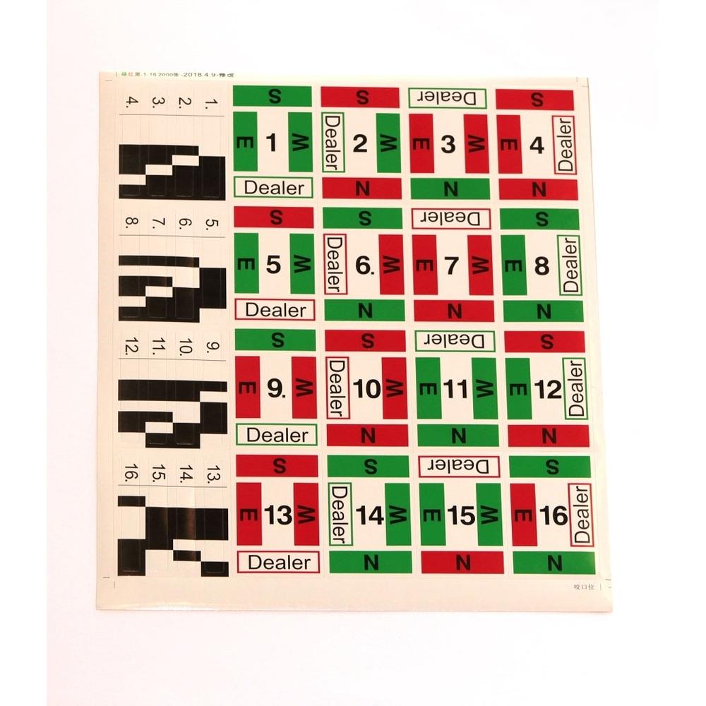 Stickervel dupliceerboard, nrs. 1-16, Engelstalig