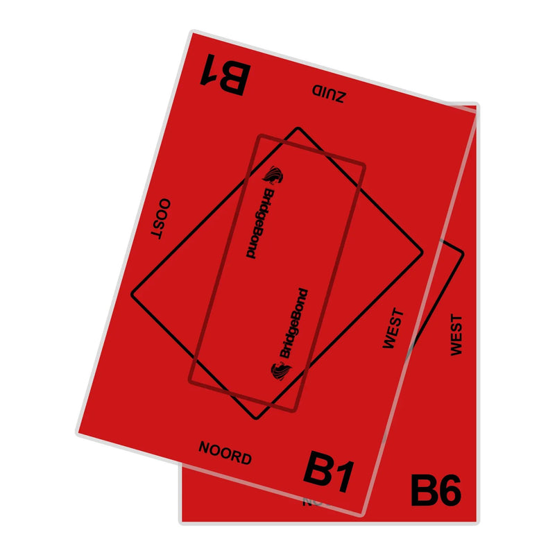 Set van 6 tafelbladen NBB rood, nummers B1 t/m B6