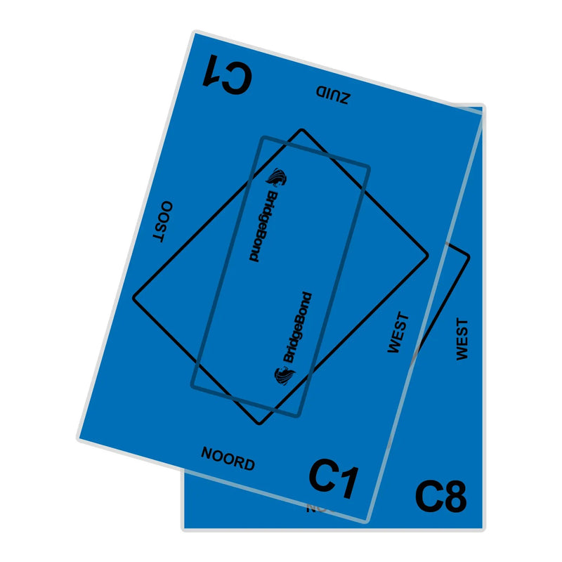 Set van 8 tafelbladen NBB blauw, nummers C1 t/m C8
