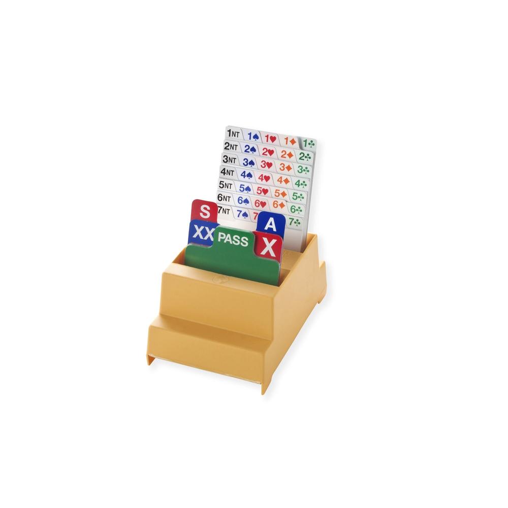 Bidding-box Neo geel, de set bestaat uit vier losse biddingboxen