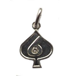 Hanger Nat. Meester met kroon 60.000 MP zilver met saffier